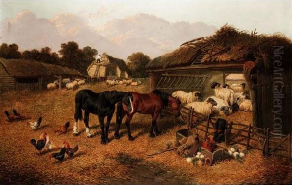 Farmyard Scene Oil Painting by John Frederick Herring Snr