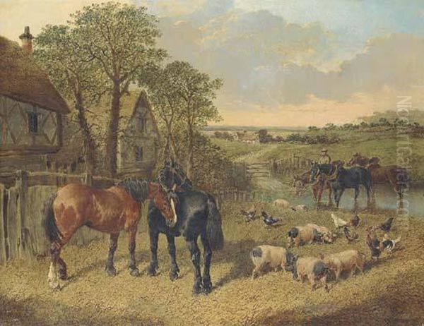 Farmyard Companions Oil Painting by John Frederick Herring Snr