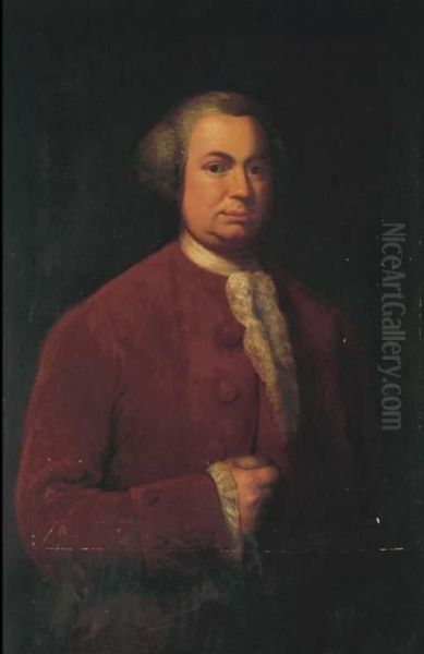 Portrait Of Sir John Rawdon, 1st
 Earl Of Moira (1719-1793),three-quarter-length, In A Red Jacket Oil Painting by Thomas Hudson