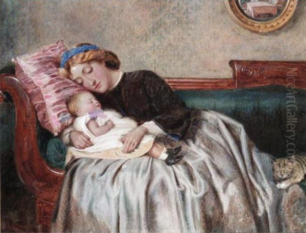 Mother And Child Oil Painting by George Goodwin Kilburne