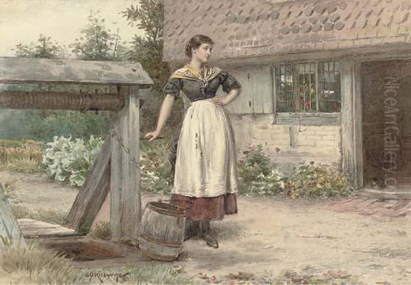 Household Duties At The Well Oil Painting by George Goodwin Kilburne