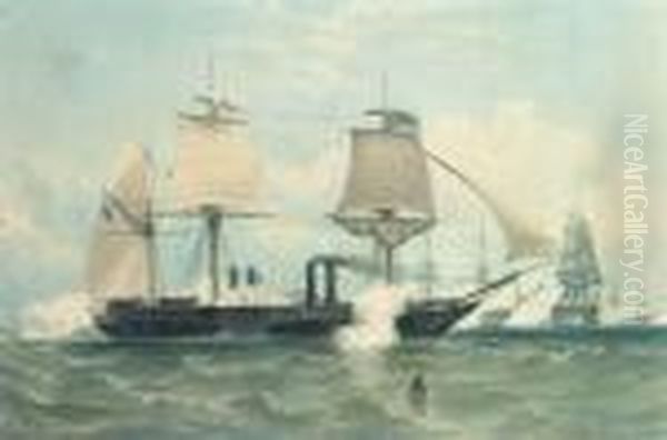 H.m. War Steam Frigate The Terrible Oil Painting by William Calcott Knell