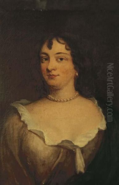 Portrait Of Dorothea Conway 
(d.1676), Wife Of Sir George Rawdon,bust-length, In A Brown Dress And 
Turquoise Wrap Oil Painting by Sir Godfrey Kneller