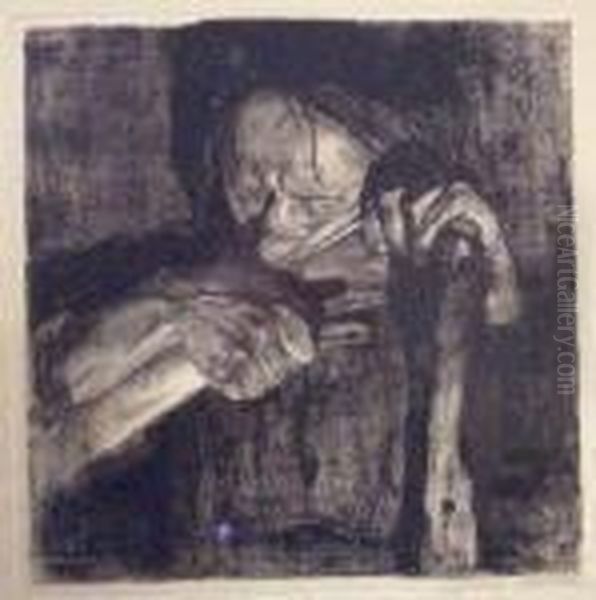 Beim Dengeln Oil Painting by Kathe Kollwitz