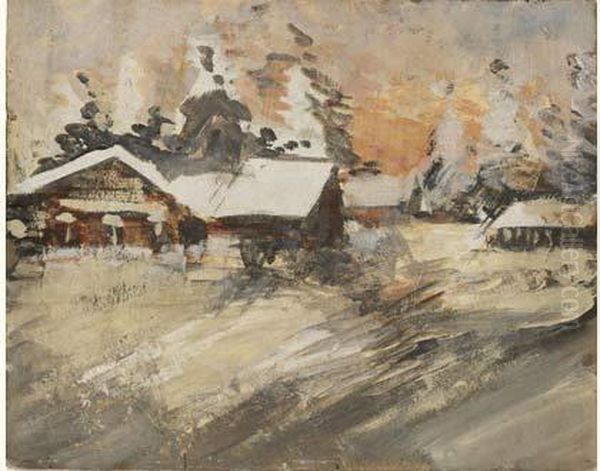 Winter Scene Oil Painting by Konstantin Alexeievitch Korovin