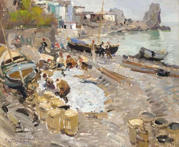 View Of Gurzuf Oil Painting by Konstantin Alexeievitch Korovin