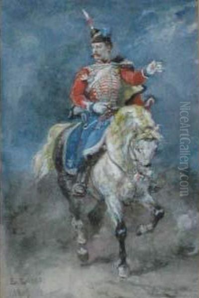 Officier A Cheval Oil Painting by Eugene Louis Lami