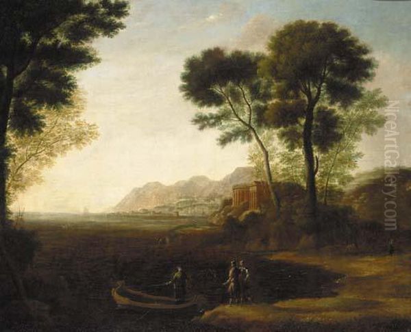 A Coastal Inlet With The Embarkation Of Carlo And Ubaldo Oil Painting by Claude Lorrain (Gellee)