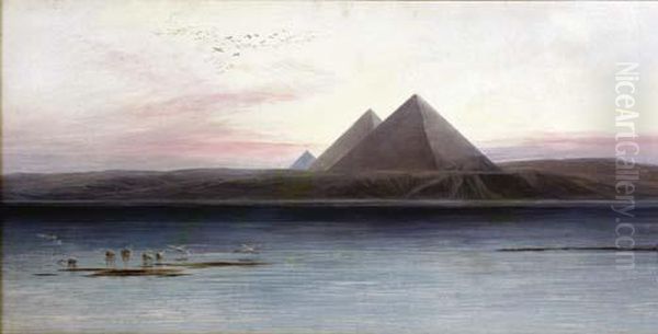 The Pyramids Of Ghizeh Oil Painting by Edward Lear