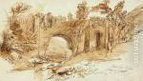 Ponte San Pietro, May 1 Oil Painting by Edward Lear