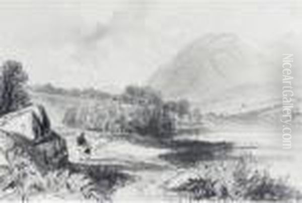 Loweswater Oil Painting by Edward Lear