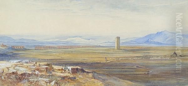 Campagna Di Roma, Alexandrine Aqueduct Oil Painting by Edward Lear