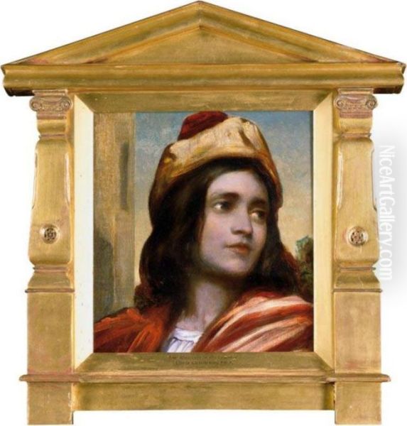 Musician's Head From Cimabue Oil Painting by Frederick Leighton