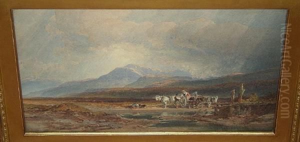 'peat Gatherers Near Loch 
Rannoch, Perthshire', Signed And Dated 'w.l. Leitch 1876', Titled On 
Label Verso Oil Painting by William Leighton Leitch