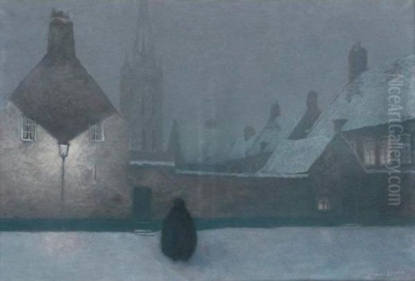 Snowy Evening Oil Painting by Georges Lemmen