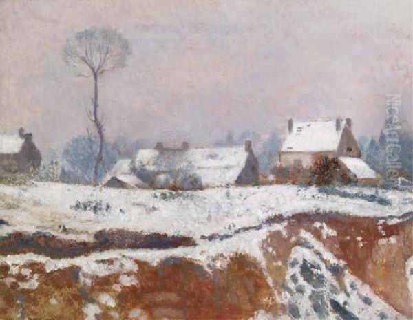 Paysage Sous La Neige - Landscape In Winter Oil Painting by Georges Lemmen