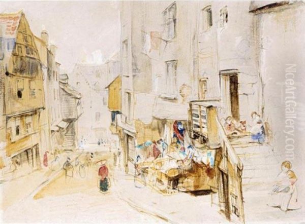 Figures On A Street In A German Town Oil Painting by John Frederick Lewis