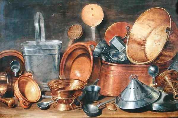 Still Life with Kitchen Utensils Oil Painting by Cornelis Jacobsz Delff