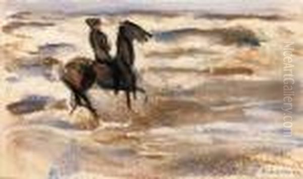 A Rider On The Beach Oil Painting by Max Liebermann