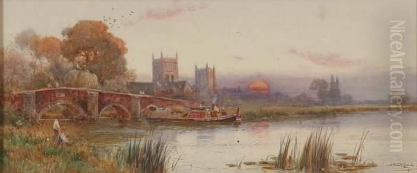 View Of Wimborne Minster, Dorset Oil Painting by Walker Stuart Lloyd