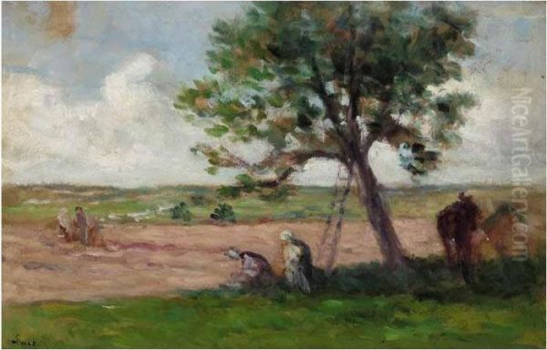 Rolleboise, La Cueillette Des Pommes Oil Painting by Maximilien Luce