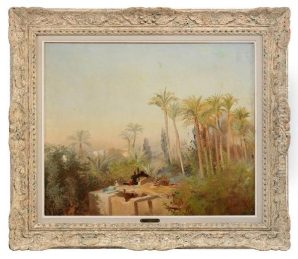 An Oasis In Egypt Oil Painting by Konstantin Egorovich Egorovich Makovsky