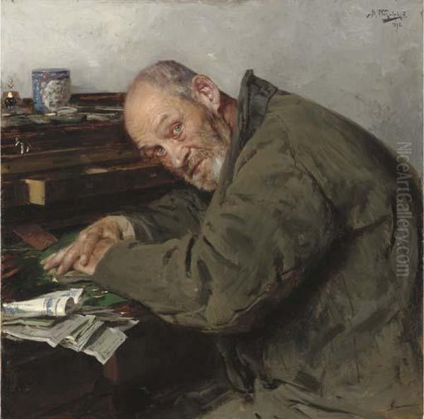 Miser Oil Painting by Vladimir Egorovic Makovsky