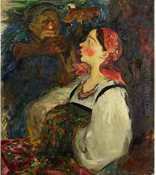 Conversation Oil Painting by Philippe Andreevitch Maliavine