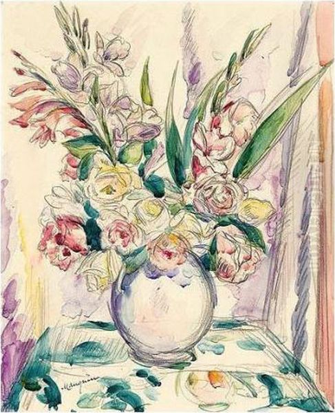 Vase De Fleurs Oil Painting by Henri Charles Manguin