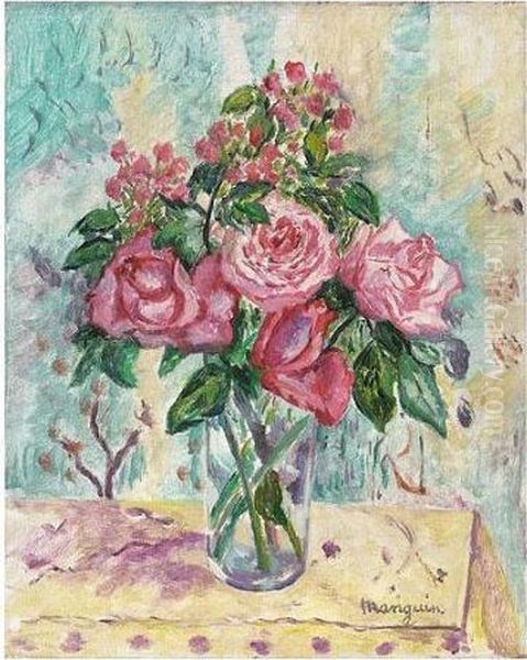 Petit Vase De Roses Oil Painting by Henri Charles Manguin