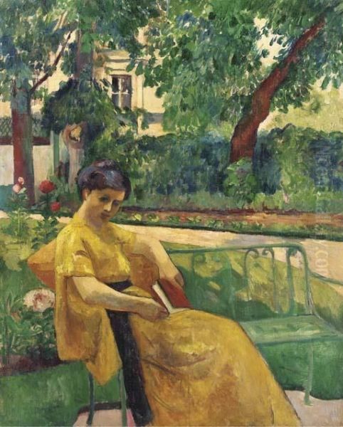 Jeanne En Jaune Dans Le Jardin De Neuilly Oil Painting by Henri Charles Manguin