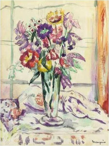 Bouquet De Coquelicots Et De Fleurs Oil Painting by Henri Charles Manguin