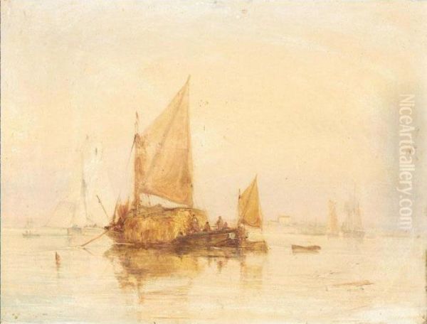 The Hay Barge Oil Painting by Arthur Joseph Meadows