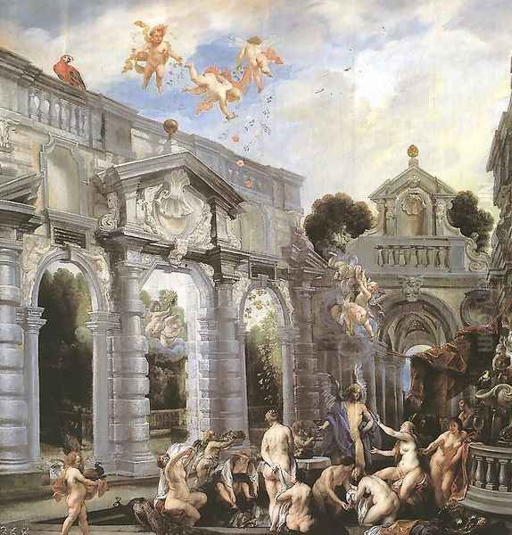 Nymphs At The Fountain Of Love Oil Painting by Jacob Jordaens