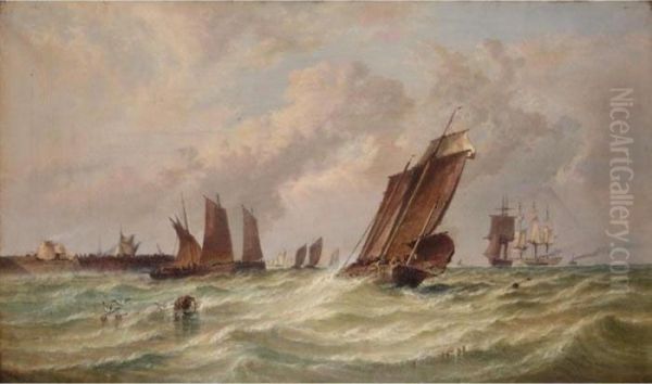 Harbour Entrance Oil Painting by Arthur Joseph Meadows