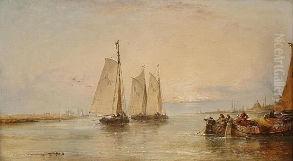 Estuary Scene Oil Painting by Arthur Joseph Meadows