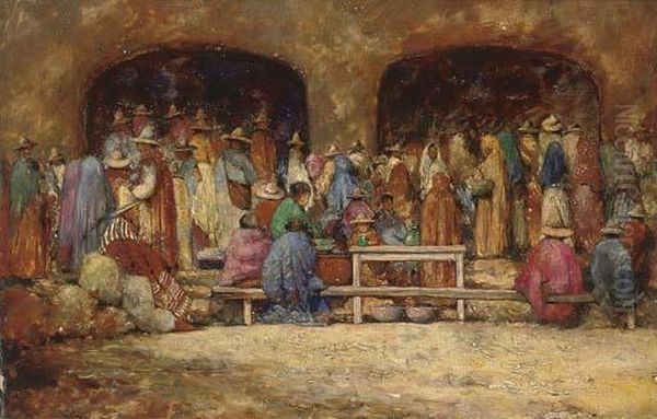 The Street Market Oil Painting by Mortimer Luddington Mempes