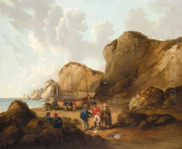 Inspecting The Catch Oil Painting by George Morland