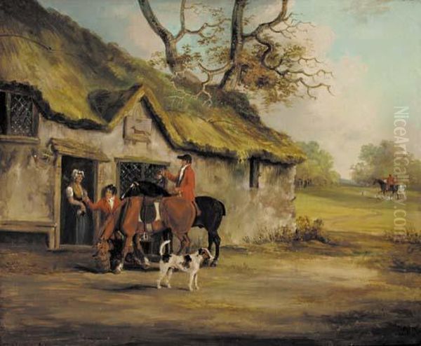 Huntsmen Taking Refreshment At An Inn Oil Painting by George Morland