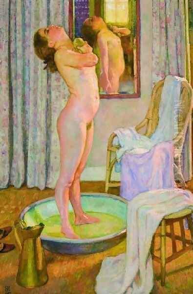 Young Girl In The Tub Oil Painting by Theo van Rysselberghe