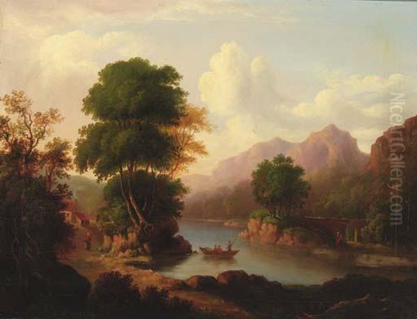 The Ferry Crossing Oil Painting by Alexander Nasmyth