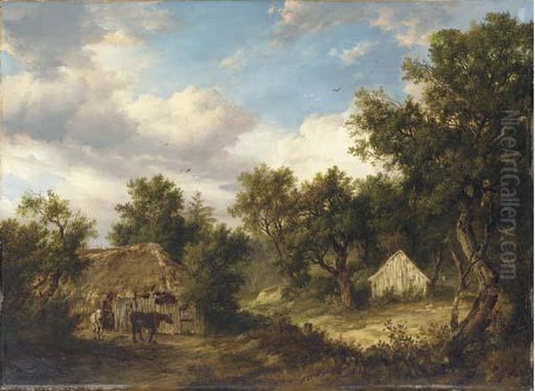 A Wooded Landscape With Cattle And A Figure In Front Of Abyre Oil Painting by Patrick, Peter Nasmyth