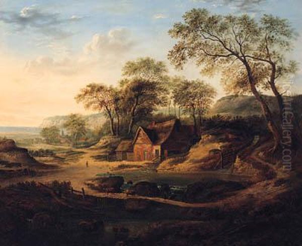 A Wooded Landscape With A Watermill Oil Painting by Patrick, Peter Nasmyth