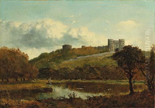 Carisbrooke Castle, Isle Of Wight Oil Painting by Edmund John Niemann, Snr.