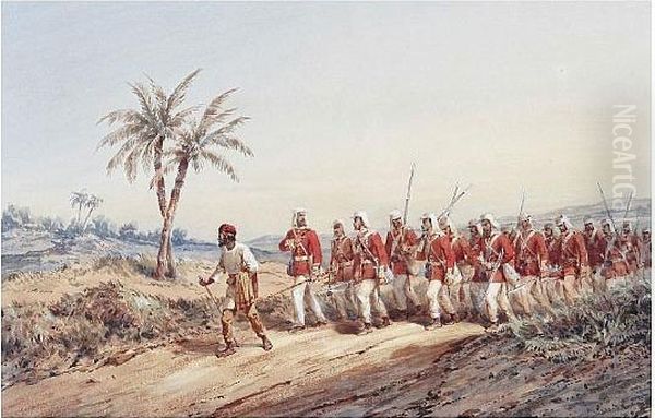 Regiment On Foot In India Oil Painting by Orlando Norie