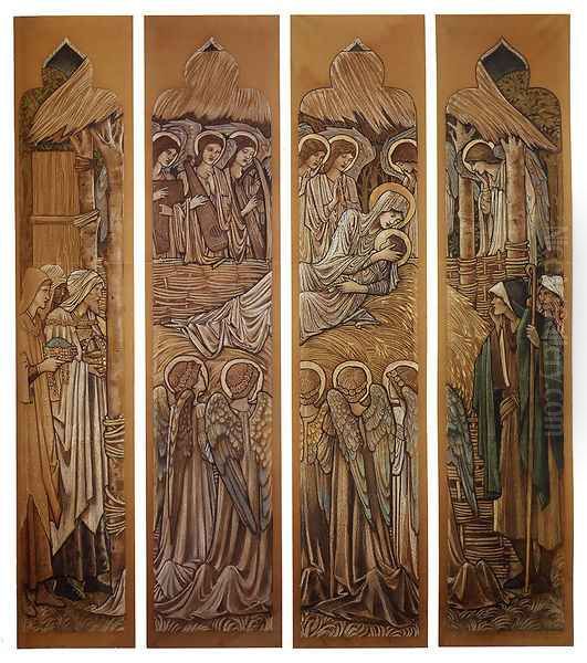 The Nativity Cartoons For Stained Glass At St David's Church Hawarden Oil Painting by Sir Edward Coley Burne-Jones