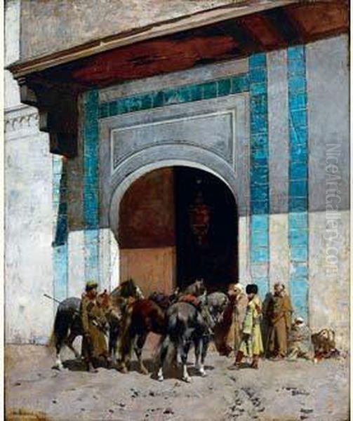 Entree De La Mosquee Oil Painting by Alberto Pasini