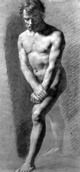 Male Nude Grasping his Wrists Oil Painting by Pierre-Paul Prud'hon