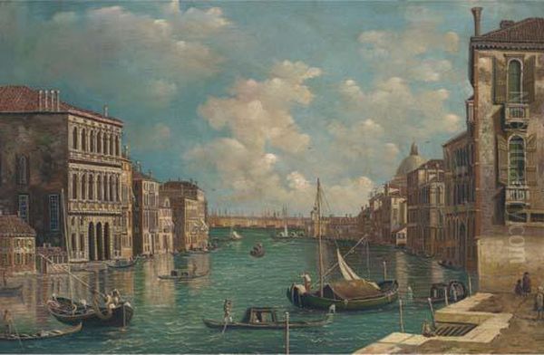 Vessels On The Grand Canal Oil Painting by Alfred Pollentine