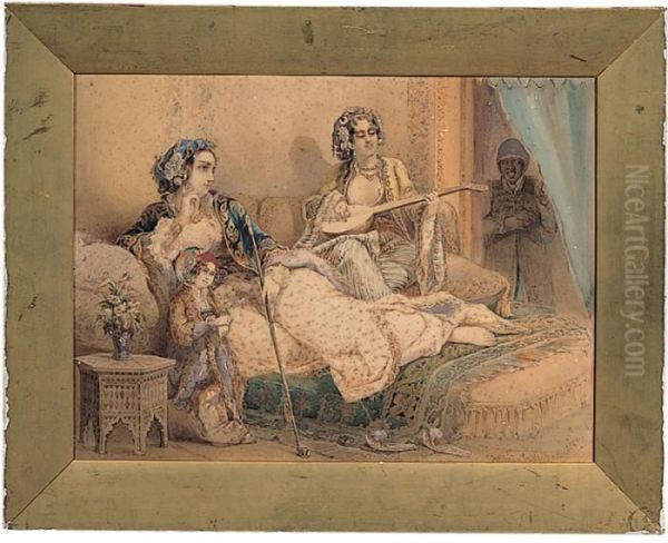 Due Odalische In Un Harem Oil Painting by Amadeo Preziosi